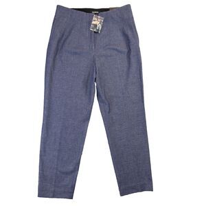 Express Pants Womens Medium Blue Ankle High Rise Pull On Stretch Career Work NWT